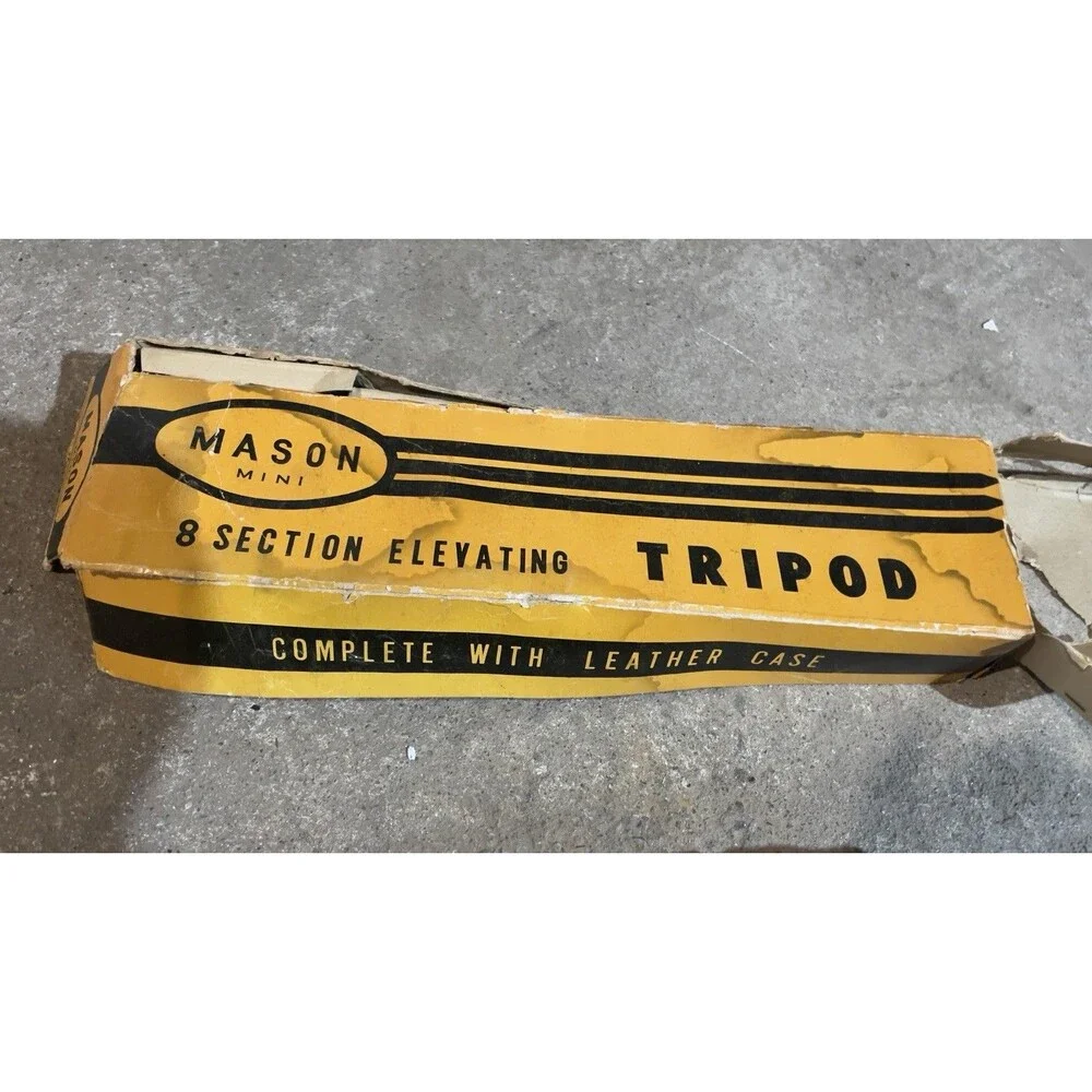 Vintage Mason Mini 8 Section Elevating Tripod w/ Leather Case And Original Box
